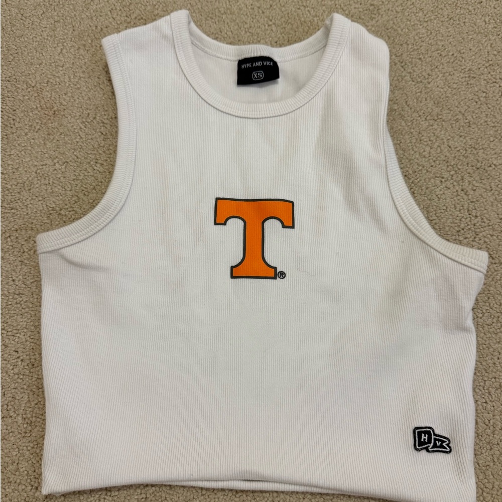 White Tank Top with Orange T Logo